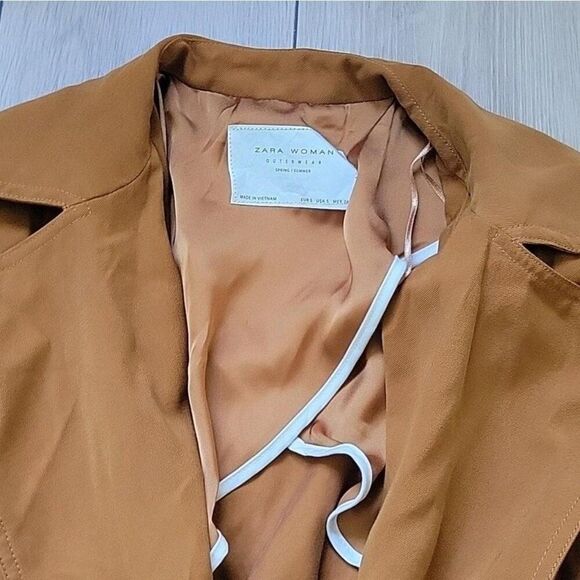 Zara Women's Trench Coat Outerwear in Rich Brown sz Small - Picture 8 of 8
